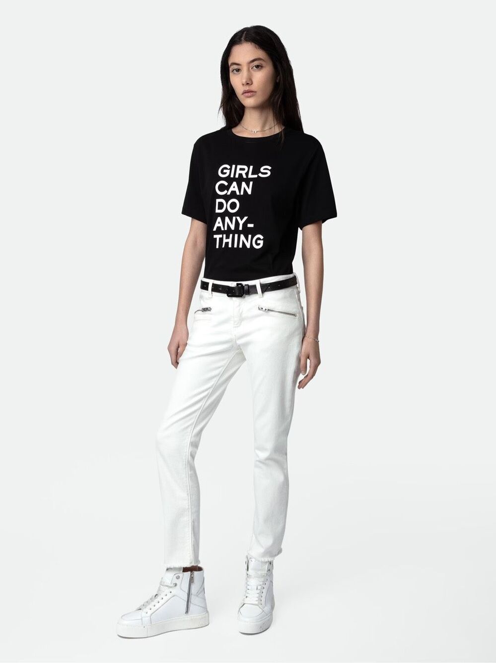 Zadig & Voltaire Ava Denim Straight Slim Fray Ankle Jeans Judo White Size 26